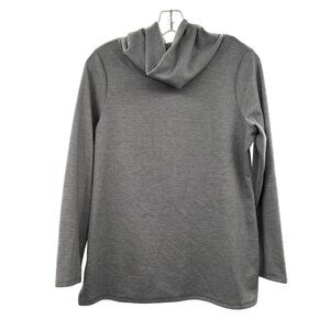 Chico's Cowl Neck Top Women's Size Small Gray Striped Long Sleeve Pullover